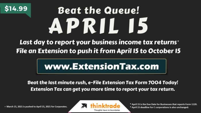 Extension Tax Online is Due April 15